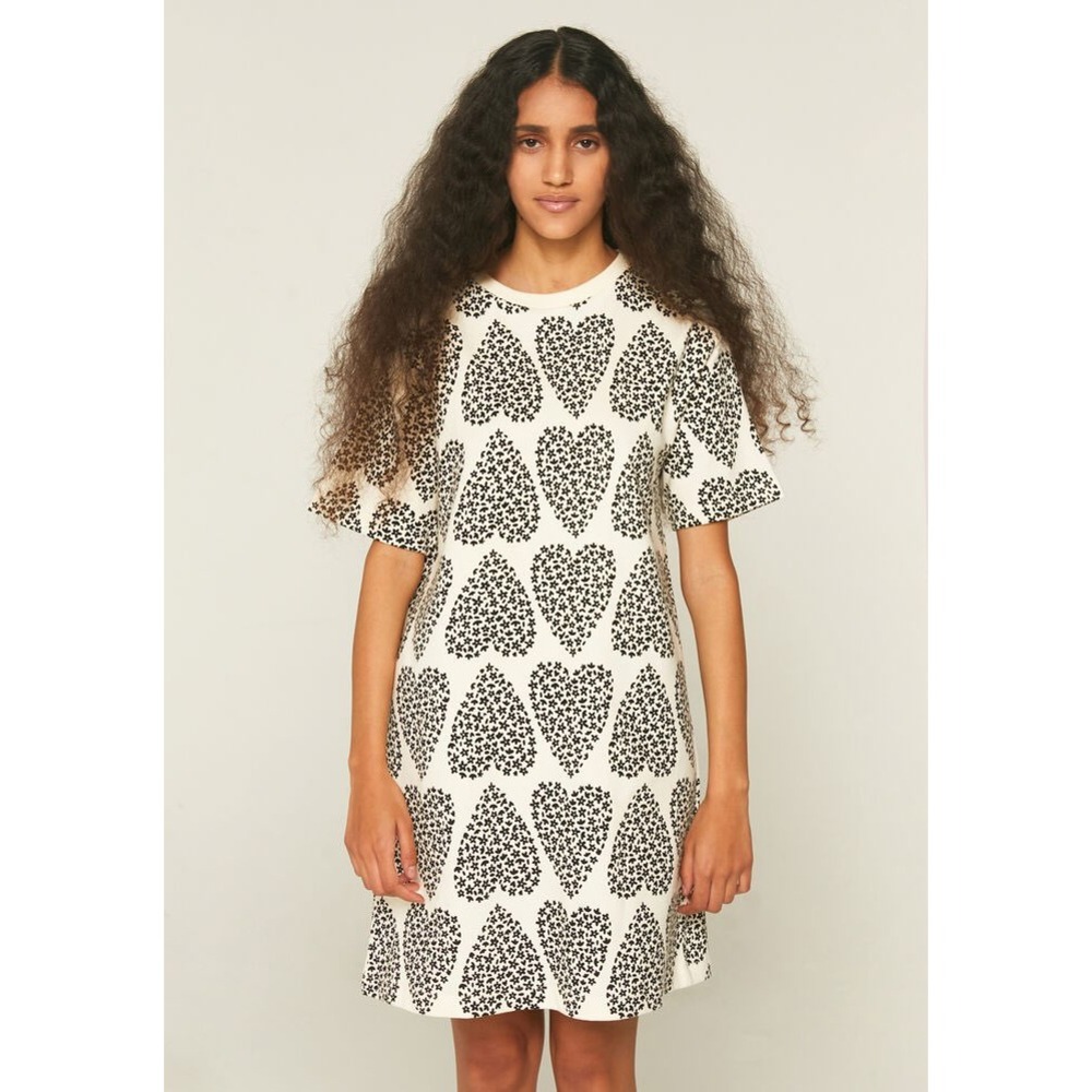 Compañia Fantástica Womens XS Heart Floral Print Short Sleeve T-Shirt Mini Dress